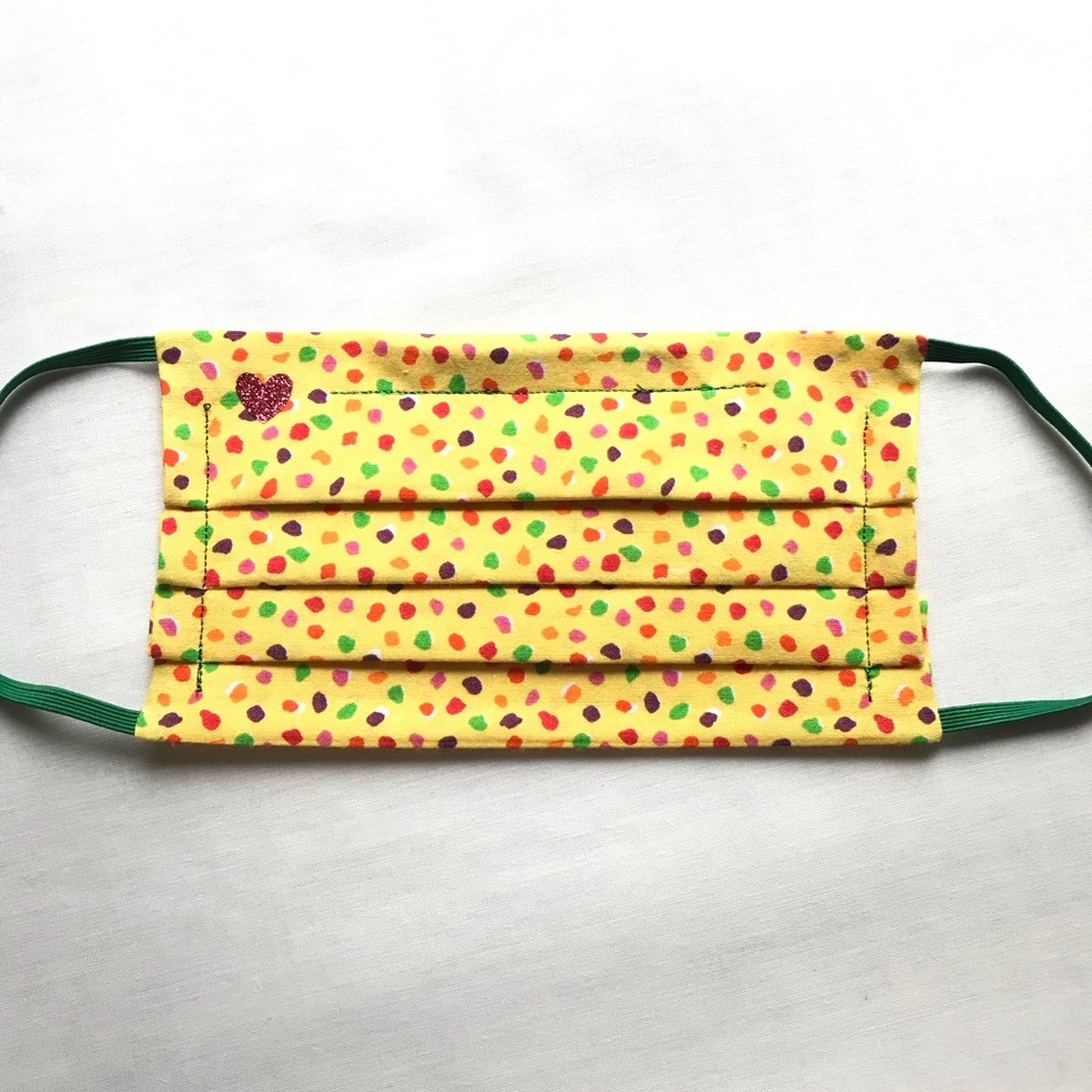 NWT- Handmade Cloth Mask in Yellow polka dot